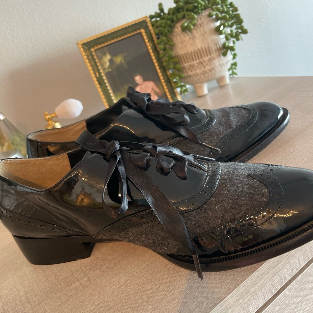 Black and Gray Oxford Shoes - Genuine leather
